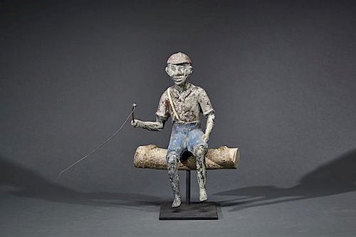 Cast Metal Fisherman Waiting For a Bite