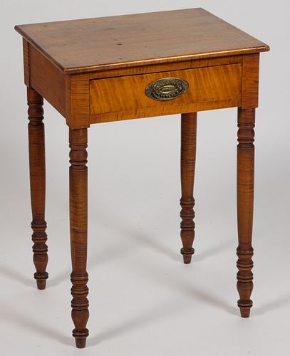 AMERICAN LATE FEDERAL TIGER MAPLE STAND TABLE