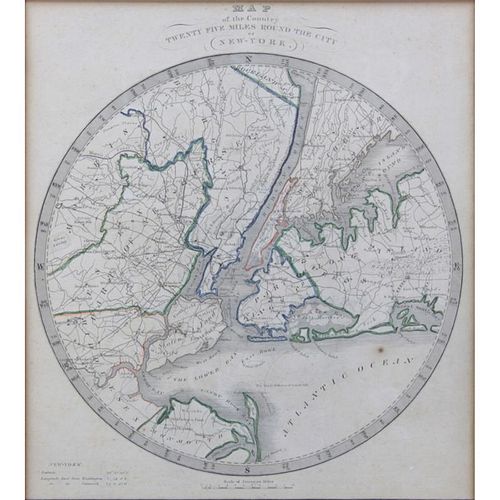 Antique "Map of the Country Twenty Five Miles Round the City of New-York"