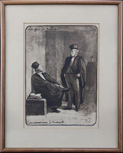 Honoré Daumier, French (1808-1879) Lithograph "Conversation d'Avocats"