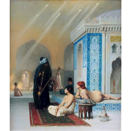 After: Jean Leon Gerome, French (1824-1904) "Pool in a Harem" Print on Canvas