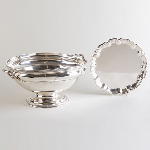 Silver Punch Bowl and a Silver Plate Salver