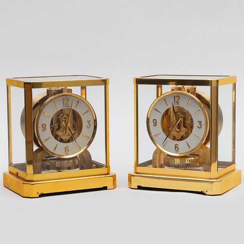 Pair of Jaeger-LeCoultre Brass 'Atmos' Clocks