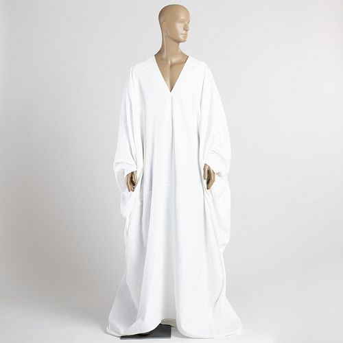 Two Chado Ralph Rucci White Cotton Pique Caftans and a Charvet White Cotton Pique Dressing Gown