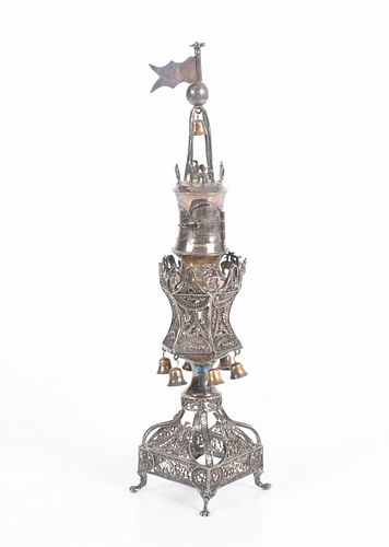 A Russian Silver Spice Tower, Judaica