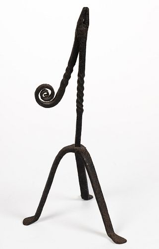 WROUGHT-IRON TABLE-TOP RUSHLIGHT HOLDER
