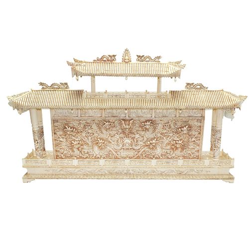 Large Chinese Carved Bone Temple