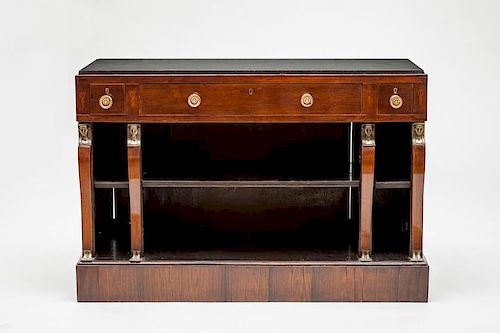 Continental Gilt-Metal-Mounted Mahogany Console Table