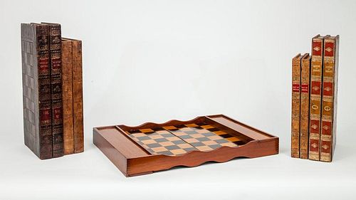 Four Book-Form Game Board Boxes and a Book-Form Chess Board