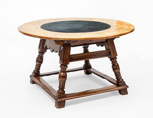 Swiss Baroque Style Inlaid and Carved Walnut Center Table