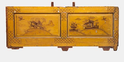 Chinese Yellow Painted Panel