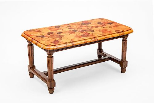 Louis XVI Style Beechwood and Faux Marble Low Table
