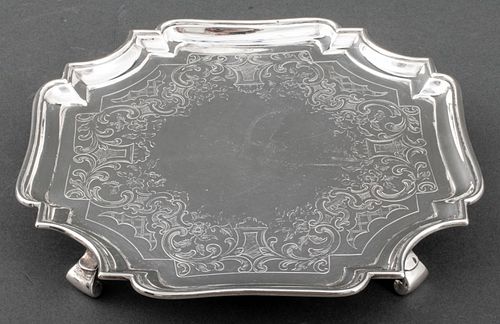George II Sterling Silver Footed Waiter, 1729