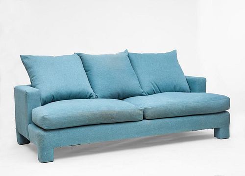 Modern Blue-Fabric Upholstered Sofa