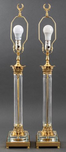 Springer Style Brass and Glass Table Lamps, 2