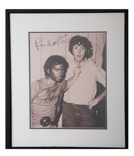 Autographed Paul McCartney & Michael Jackson Photo