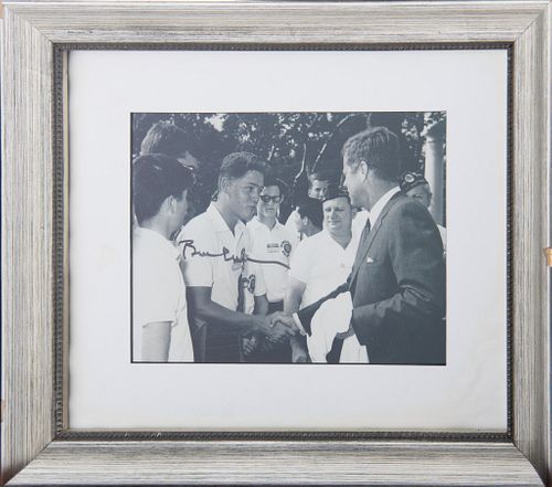 Signed Photo of Clinton Meeting JFK