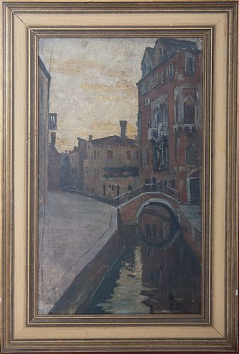 Venetian Canal Scene Oil Painting