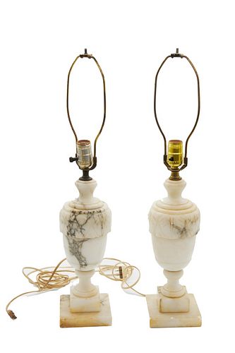 Pair of Neo-Classical Alabaster Lamps