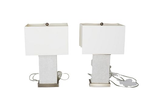 Pair of Mid Century Rectangular Lamps