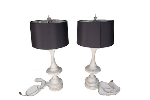 Pair of Neo-Classical Antique Style Grey Lamps