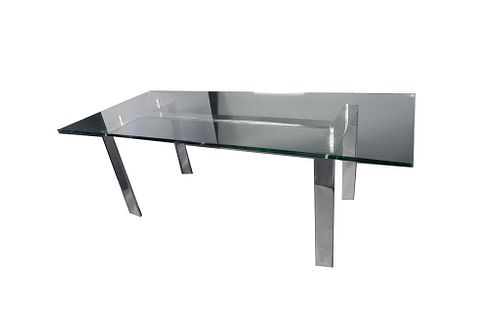 Mid Century Chrome Glass Top Table