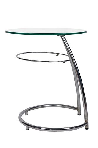 Mid Century Glass Top Chrome Side Table