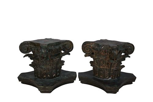 Neo-Classical Style Bronze Patinated Capitols