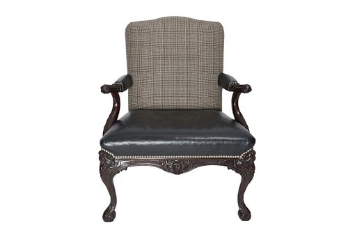 English Georgian Style Carved Open Armchair