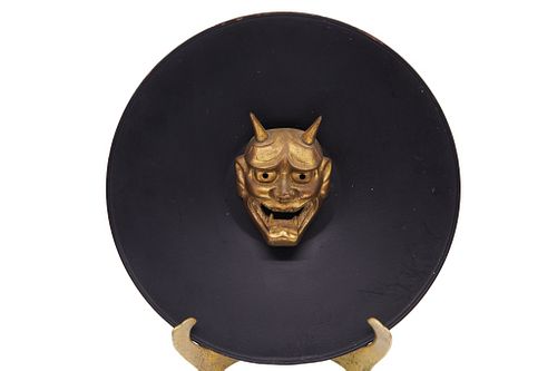 Patinated Japanese 'Hannya' Gilt Bronze Mask