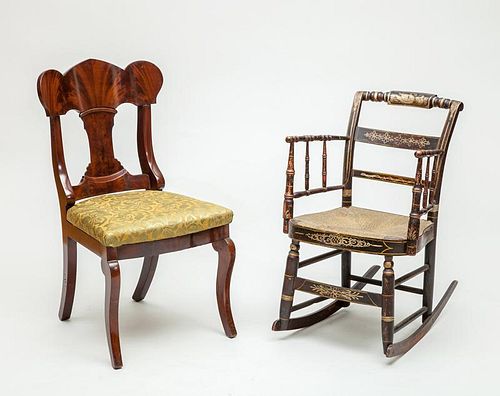Victorian Mahogany Side Chair and a Federal Stenciled Rocker