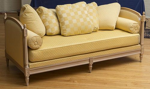 Neoclassical Style Yellow Fabric-Upholstered Daybed
