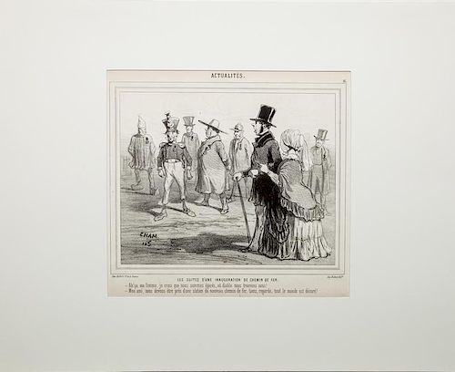 After Charles Amédée de Noé (aka Cham) (1818-1879): Les Suites D'une Inauguration De Chemin De Fer