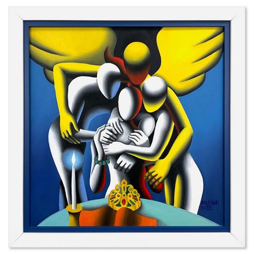 Mark Kostabi, "Divine Royalty" Framed Original Oil Painting on Canvas, Hand Signed with Letter of Authenticity