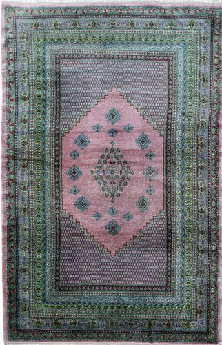 NO RESERVE Vintage Silk Kashmir Rug 4'1'' x 6'3'' (1.24 x 1.91 m)