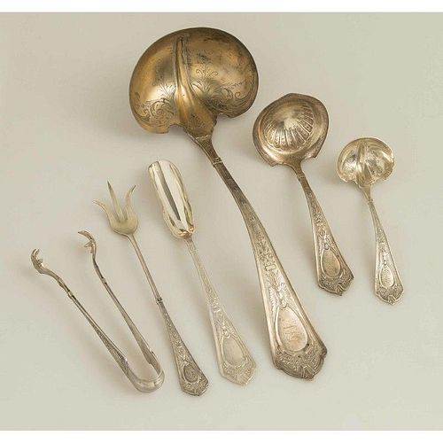 Six Silver Serving Pieces, Cleopatra Pattern