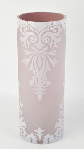 VICTORIAN CAMEO GLASS CYLINDER VASE