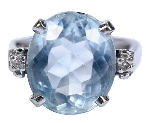 14kt. Aquamarine and Diamond Ring 