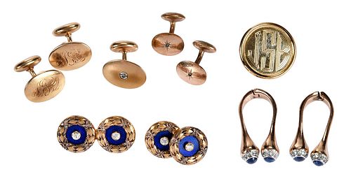 Assorted Group of Cufflinks, and One Button