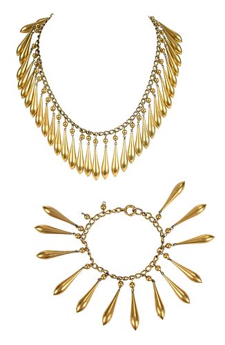 Brass Drop Design Necklace and Bracelet