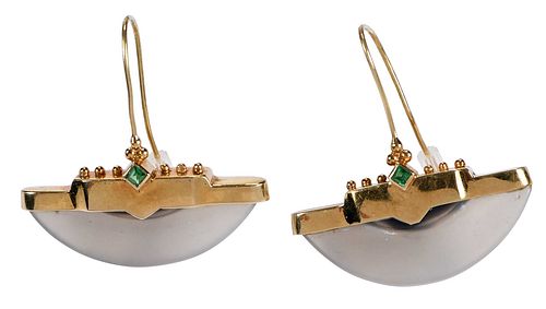 18kt. Gold Agate and Tsavorite Garnet Earrings