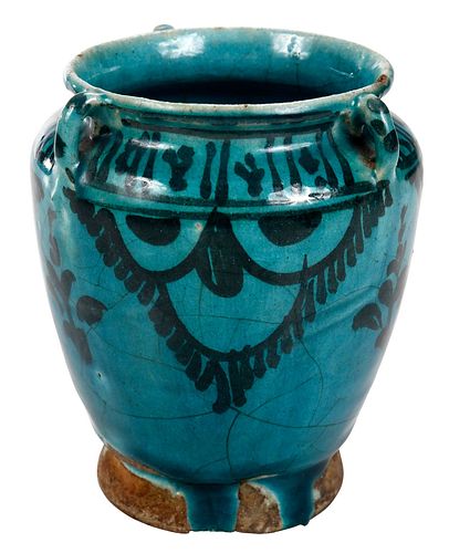 Persian Turquoise Glazed Pottery Jar