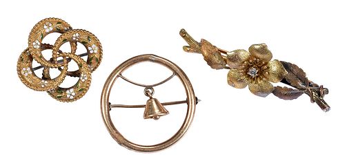Three 14kt. Antique Gold Brooches