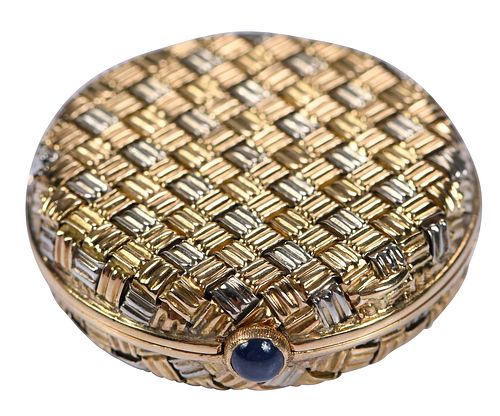 18kt. Woven Compact with Sapphire Clasp