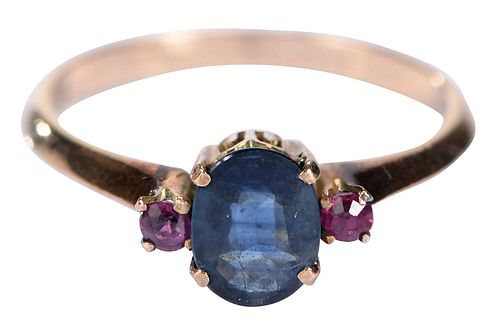 18kt. Blue Sapphire and Ruby Ring