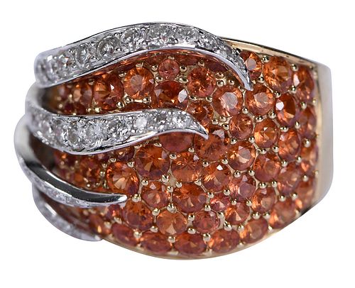 14kt. Orange Sapphire Diamond Ring 