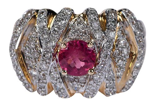 14kt. Pink Tourmaline and Diamond Ring 