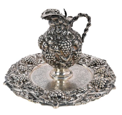Portuguese Silver Ewer and Underplate