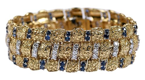 18kt. Blue Sapphire and Diamond Bracelet