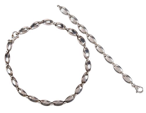 Tiffany & Co. Sterling Silver, Pebble Choker and Bracelet 